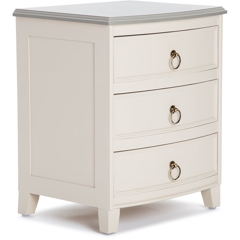 Pemberly Row Charleston End Table Nightstand with Drawers Cream White Gray