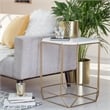 Pemberly Row Colton Solid Marble Top Accent Table w/ Gold Metal Base White Gold