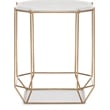 Pemberly Row Colton Solid Marble Top Accent Table w/ Gold Metal Base White Gold