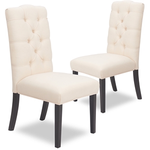 Pemberly Row Modern / Contemporary Provence Tufted Dining Chair Set of 2 Beige