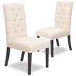 Pemberly Row Modern / Contemporary Provence Tufted Dining Chair Set of 2 Beige