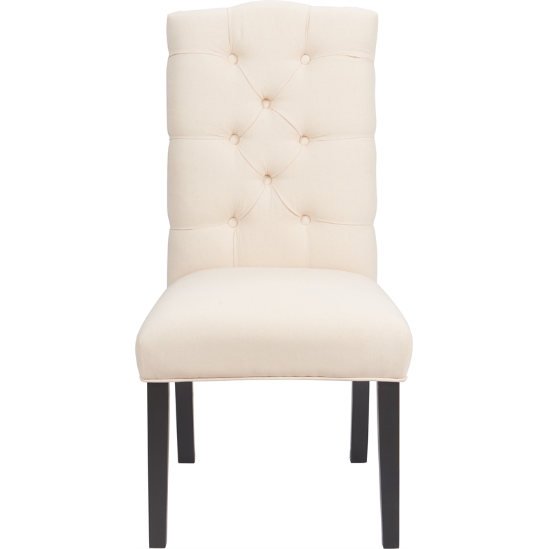 Pemberly Row Modern / Contemporary Provence Tufted Dining Chair Set of 2 Beige