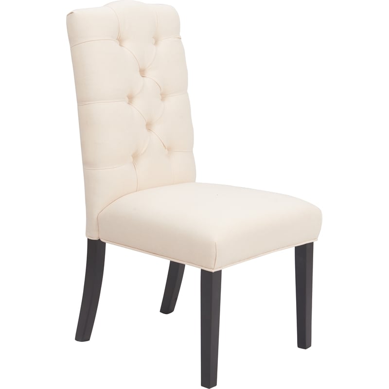 Pemberly Row Modern / Contemporary Provence Tufted Dining Chair Set of 2 Beige