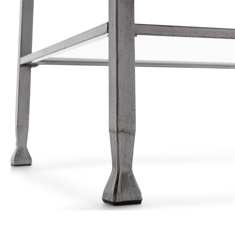 Pemberly Row Modern / Contemporary Maddox Glass and Metal Coffee Table Silver