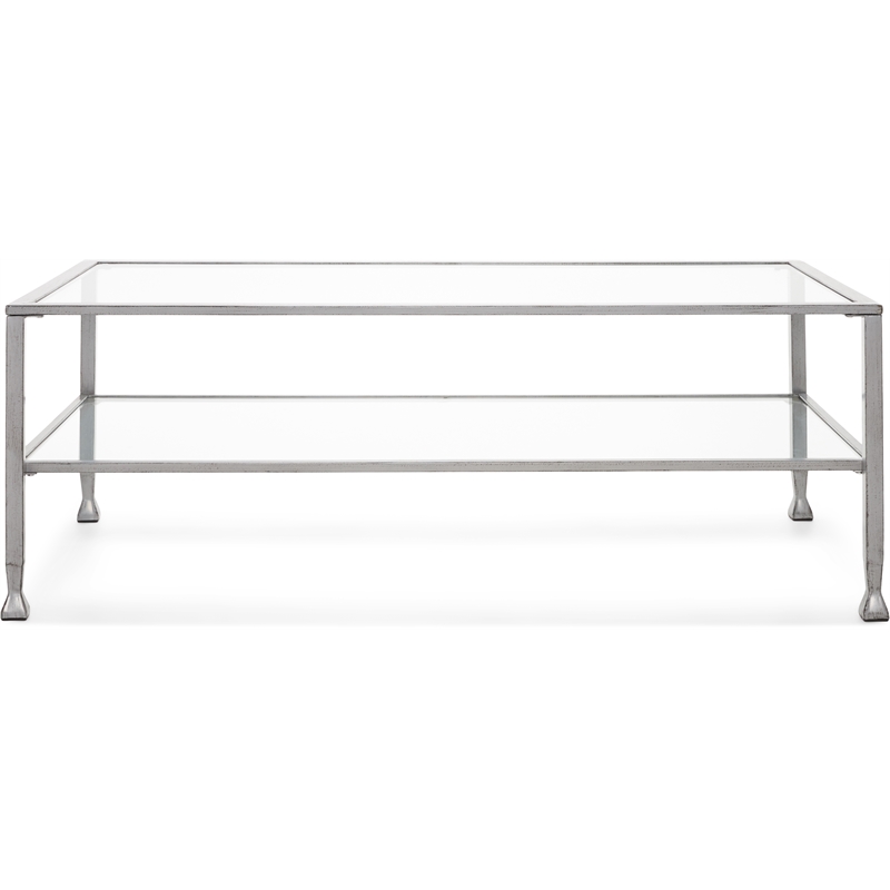 Pemberly Row Modern / Contemporary Maddox Glass and Metal Coffee Table Silver
