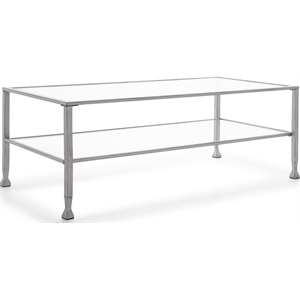 Pemberly Row Modern / Contemporary Maddox Glass and Metal Coffee Table Silver