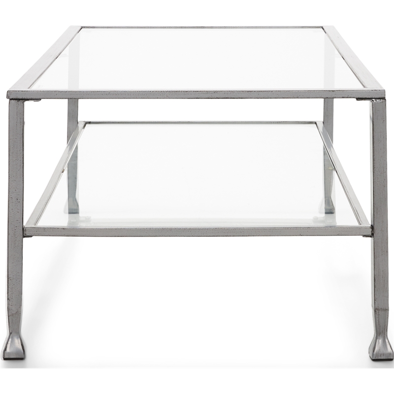 Pemberly Row Modern / Contemporary Maddox Glass and Metal Coffee Table Silver