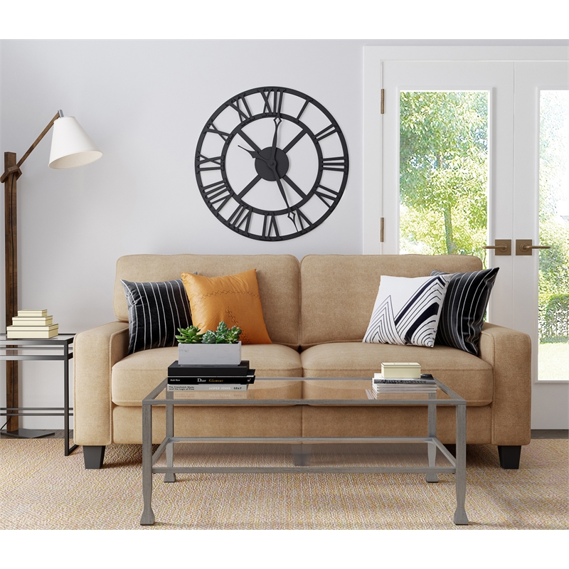 Pemberly Row Modern / Contemporary Maddox Glass and Metal Coffee Table Silver