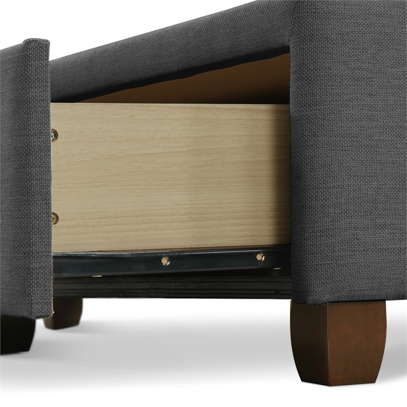 Pemberly Row Storage Bed w/ Adjustable Height Headboard Queen Size Dark Gray