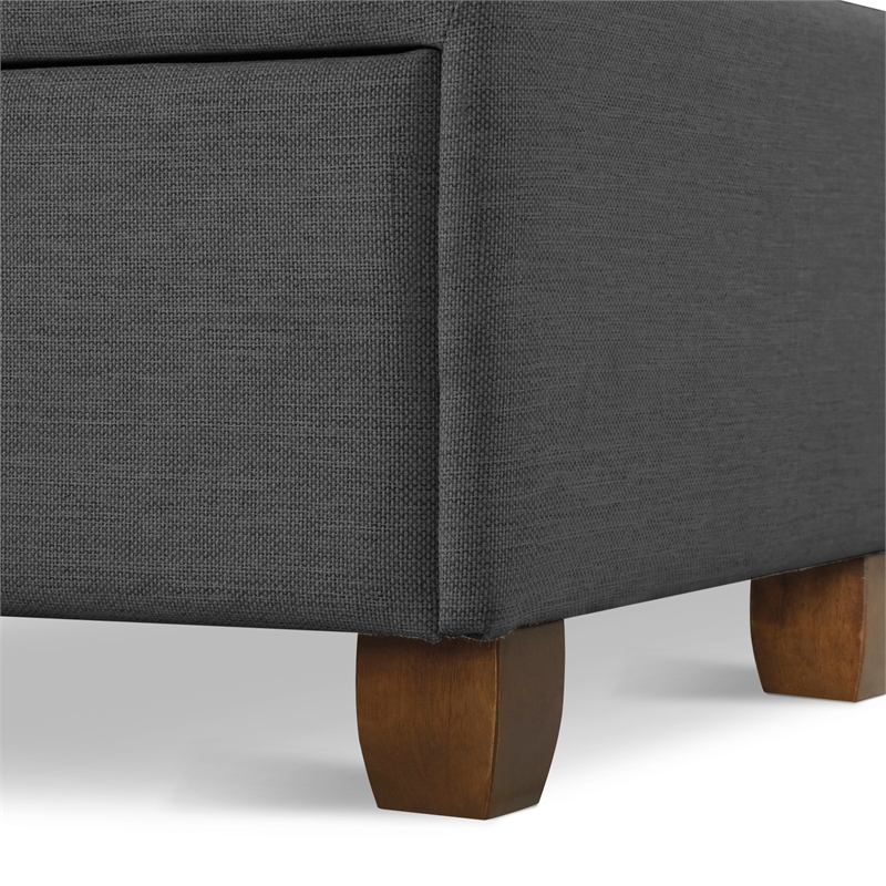 Pemberly Row Storage Bed w/ Adjustable Height Headboard Queen Size Dark Gray
