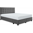 Pemberly Row Storage Bed w/ Adjustable Height Headboard Queen Size Dark Gray