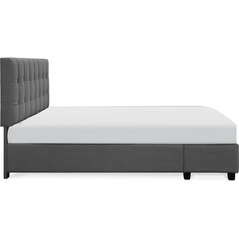 Pemberly Row Storage Bed w/ Adjustable Height Headboard Queen Size Dark Gray