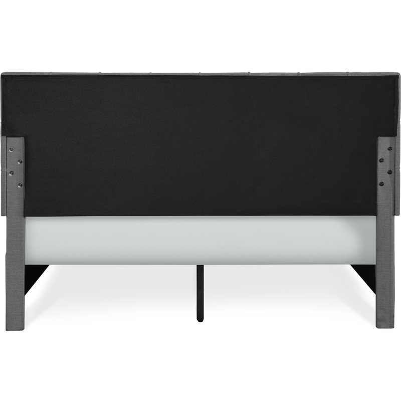 Pemberly Row Storage Bed w/ Adjustable Height Headboard Queen Size Dark Gray