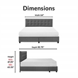 Pemberly Row Storage Bed w/ Adjustable Height Headboard Queen Size Dark Gray