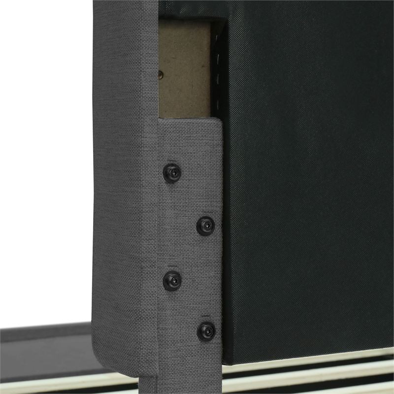 Pemberly Row Storage Bed w/ Adjustable Height Headboard Queen Size Dark Gray