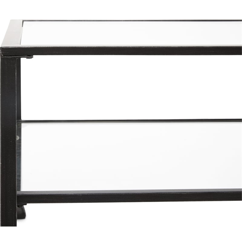 Pemberly Row Modern / Contemporary Maddox Glass and Metal Coffee Table Black