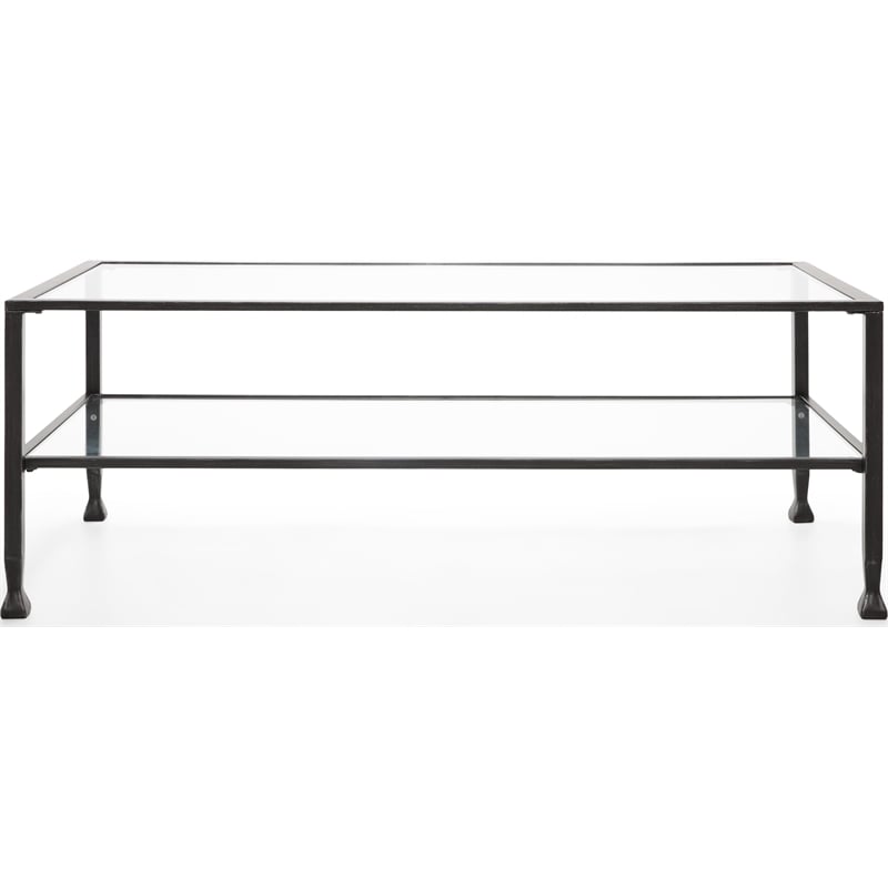 Pemberly Row Modern / Contemporary Maddox Glass and Metal Coffee Table Black