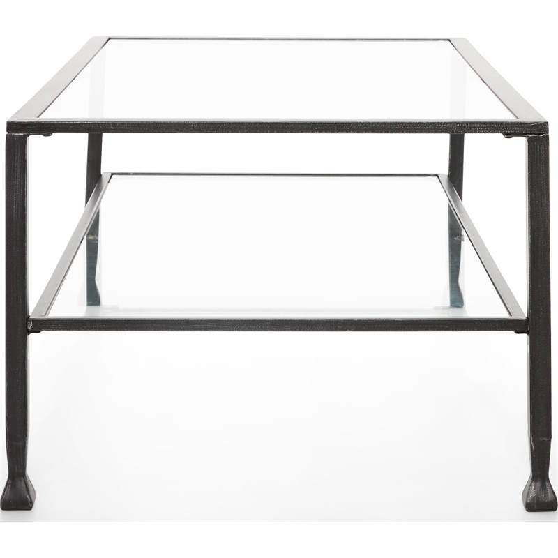 Pemberly Row Modern / Contemporary Maddox Glass and Metal Coffee Table Black