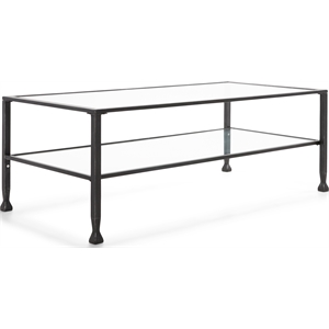 Pemberly Row Modern / Contemporary Maddox Glass and Metal Coffee Table Black