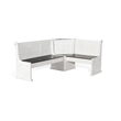 Pemberly Row Farmhouse 4 Piece Wood Breakfast Nook Set in White and Brown