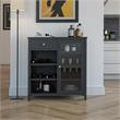 Pemberly Row Modern / Contemporary Bar Cabinet in Black Finish