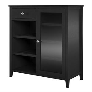 Pemberly Row Modern / Contemporary Bar Cabinet in Black Finish