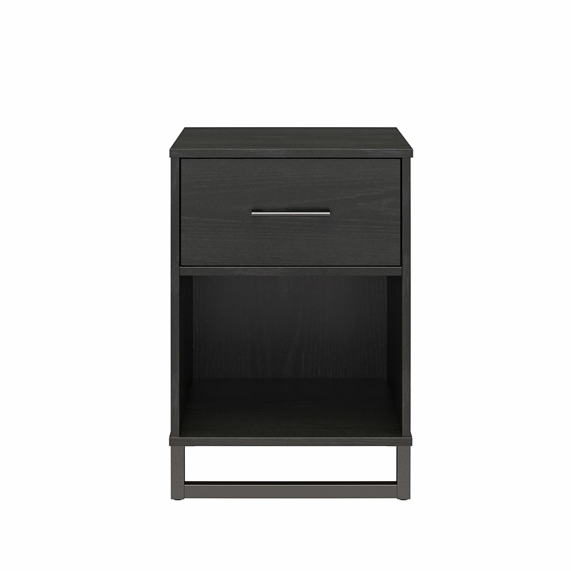 Pemberly Row Modern / Contemporary Nightstand in Black Oak Finish