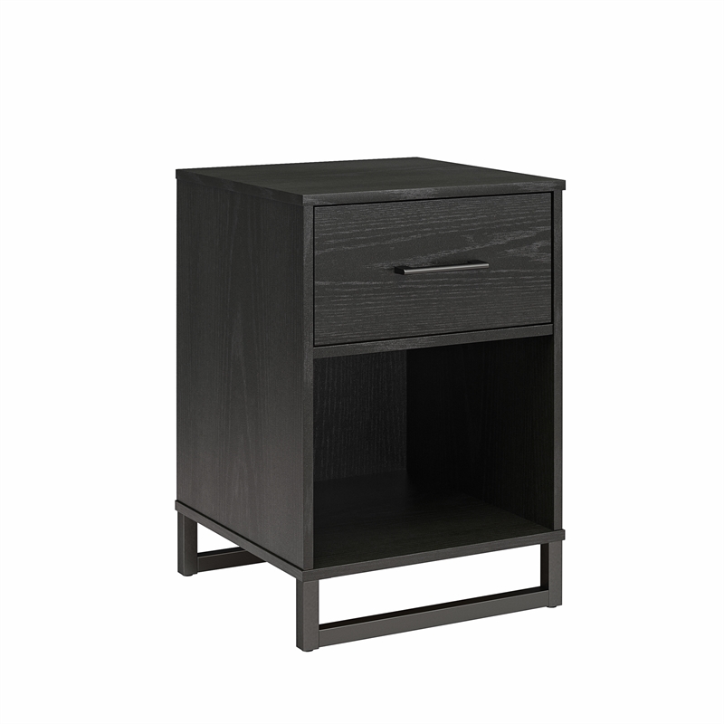 Pemberly Row Modern / Contemporary Nightstand in Black Oak Finish