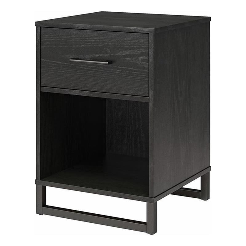 Pemberly Row Modern / Contemporary Nightstand in Black Oak Finish