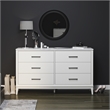 Pemberly Row Wide 6 Drawer Dresser in White w/ White Marble Top