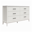 Pemberly Row Wide 6 Drawer Dresser in White w/ White Marble Top