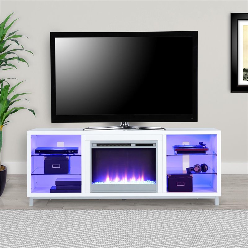 Pemberly Row Fireplace TV Stand for TVs up to 70'' Wide in White