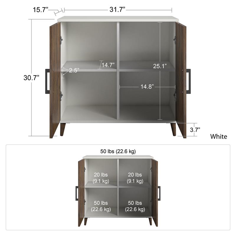 Pemberly Row Modern / Contemporary Modern Accent Cabinet in White