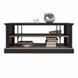 Pemberly Row Rustic Coffee Table with 2 Shelves in Black and Walnut