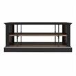 Pemberly Row Rustic Coffee Table with 2 Shelves in Black and Walnut