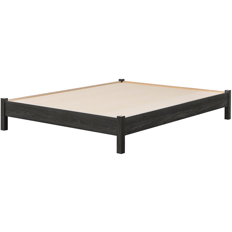 Pemberly Row Modern Queen Size Platform Bed in Gray Oak Finish