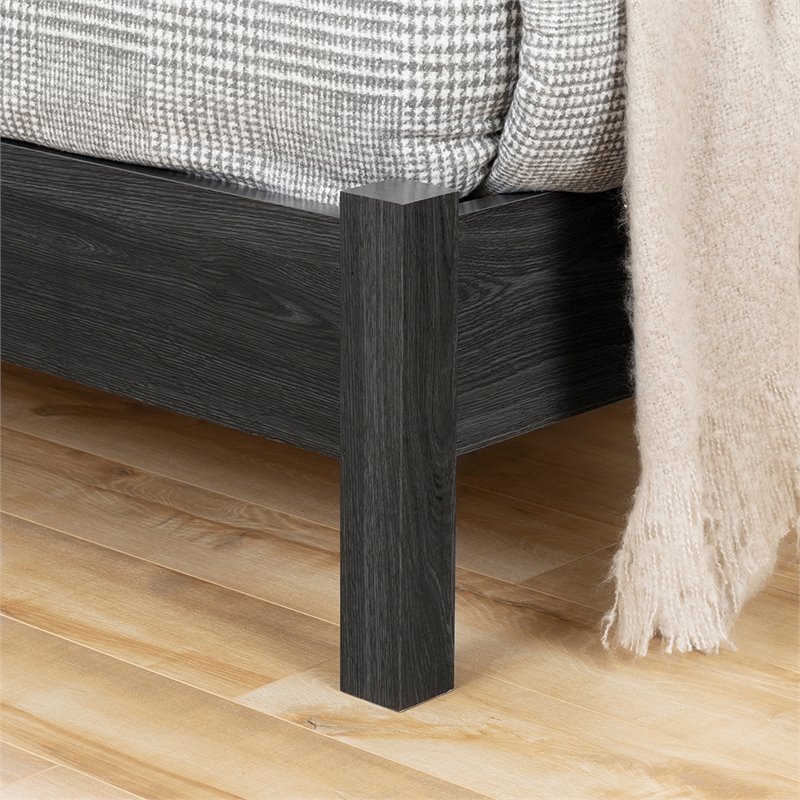 Pemberly Row Modern Queen Size Platform Bed in Gray Oak Finish