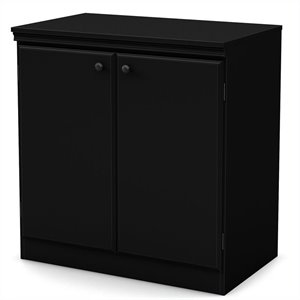 Pemberly Row Modern 2 Door Accent Chest in Pure Black Finish