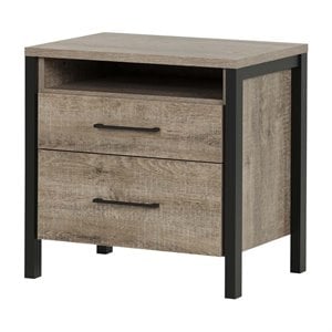 Pemberly Row Modern 2 Drawer Nightstand in Weathered Oak Finish