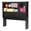 Pemberly Row Modern Twin Bookcase Headboard in Pure Black Finish
