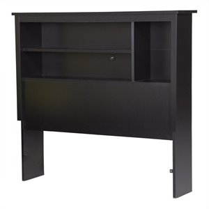 Pemberly Row Modern Twin Bookcase Headboard in Pure Black Finish