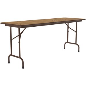 Pemberly Row 24&quotW x 96&quotD Contemporary Metal & Wood Folding Table in Medium Oak