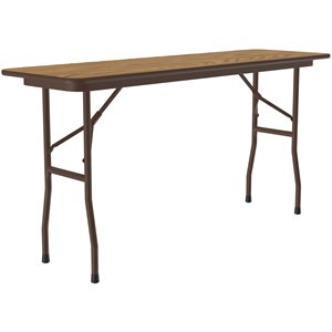 Pemberly Row 18&quotW x 96&quotD Melamine Top Folding Table in Medium Oak