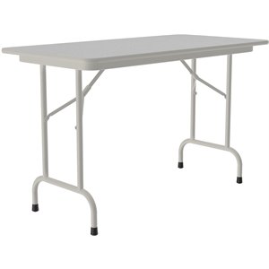 Pemberly Row 24&quotW x 48&quotD Contemporary Metal & Wood Folding Table in White