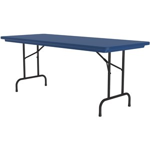 Pemberly Row 30&quotW x 72&quotD Plastic Resin & Steel Metal Folding Table in Blue