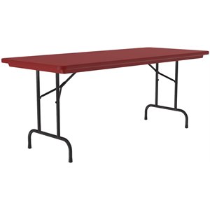 Pemberly Row 30&quotW x 72&quotD Plastic Resin & Steel Metal Folding Table in Red