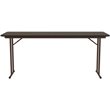 Pemberly Row Metal High Pressure Folding Seminar Table w/ Off-Set Leg in Walnut