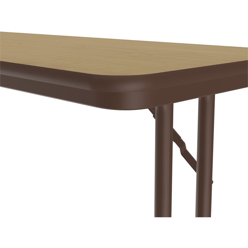 Pemberly Row Wood High Pressure Folding Seminar Table with Off-Set Leg in Maple