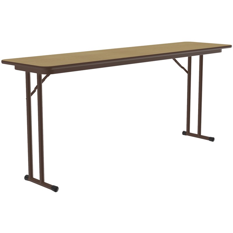 Pemberly Row Wood High Pressure Folding Seminar Table with Off-Set Leg in Maple