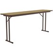 Pemberly Row Wood High Pressure Folding Seminar Table with Off-Set Leg in Maple